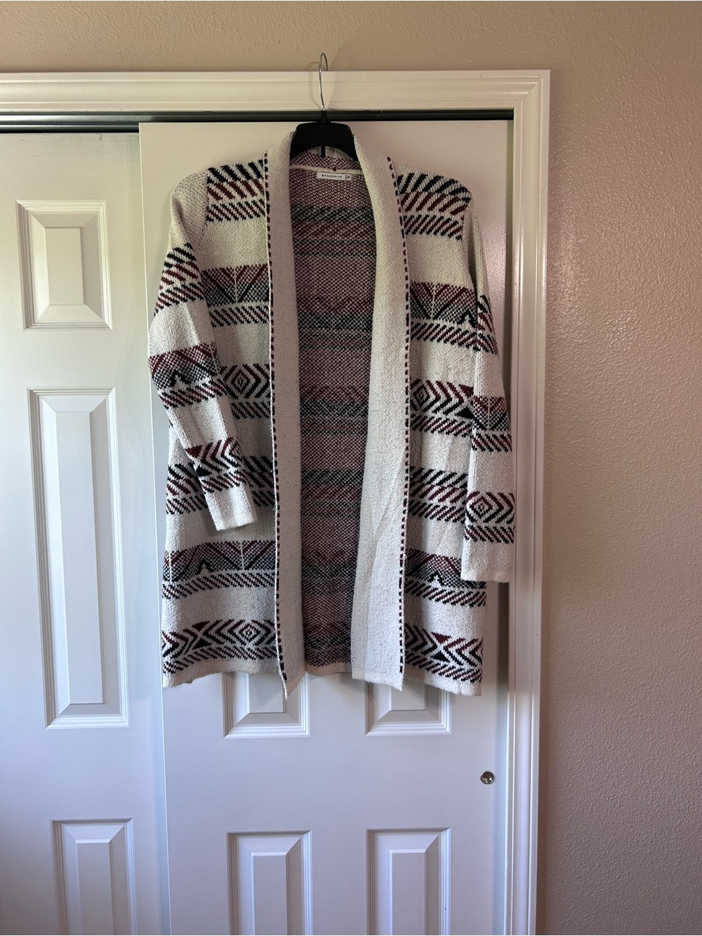 Open-Front Cardigan with Aztec Stripes